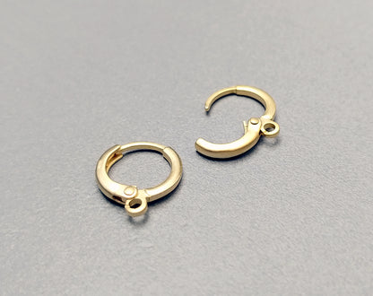 Matte gold plated, 12mm Huggie Earrings with clip-on leve-back hoop, EBF0039