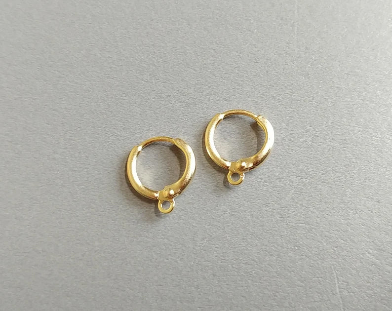 Matte gold plated, 12mm Huggie Earrings with clip-on leve-back hoop, EBF0039