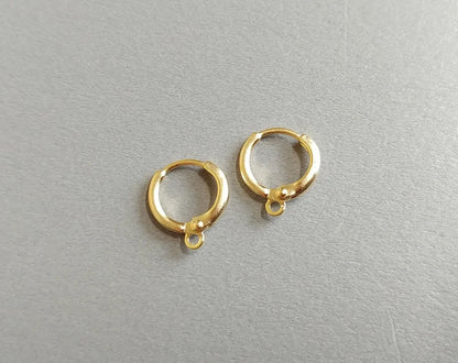 Matte gold plated, 12mm Huggie Earrings with clip-on leve-back hoop, EBF0039
