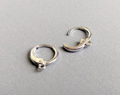 Silver plated, 12mm Huggie Earrings with clip-on leve-back hoop, EBF0039