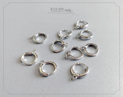 Silver plated, 12mm Huggie Earrings with clip-on leve-back hoop, EBF0039