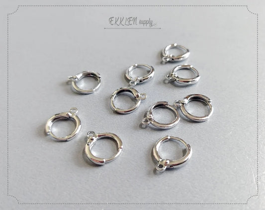 Silver plated, 12mm Huggie Earrings with clip-on leve-back hoop, EBF0039