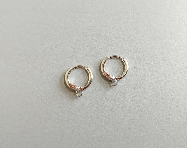 Silver plated, 12mm Huggie Earrings with clip-on leve-back hoop, EBF0039