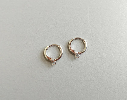 Silver plated, 12mm Huggie Earrings with clip-on leve-back hoop, EBF0039