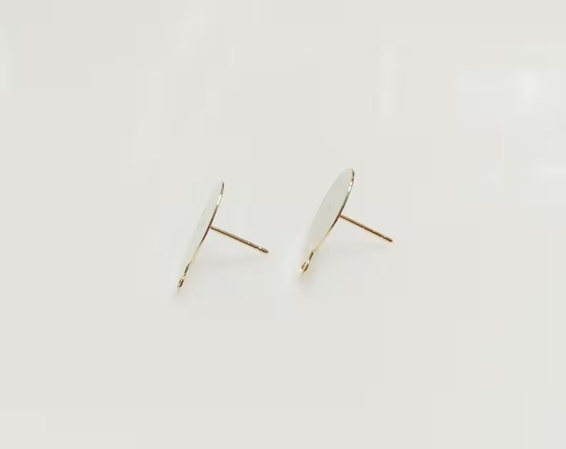 Gold plated, 14mm Disck Round Stud flat back with loop, EBF0065