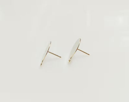 Gold plated, 14mm Disck Round Stud flat back with loop, EBF0065