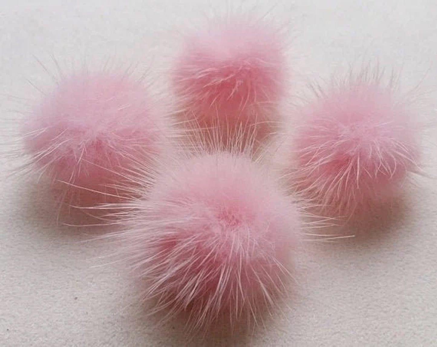 4 PCS - (no ring) Baby Pink, 30mm Natural Genuine Mink PomPom Ball, ECT0009