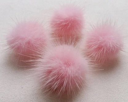 4 PCS - (no ring) Baby Pink, 30mm Natural Genuine Mink PomPom Ball, ECT0009