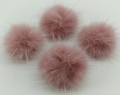 4 PCS - (no ring) Indie Pink, 30mm Natural Genuine Mink PomPom Ball, ECT0009
