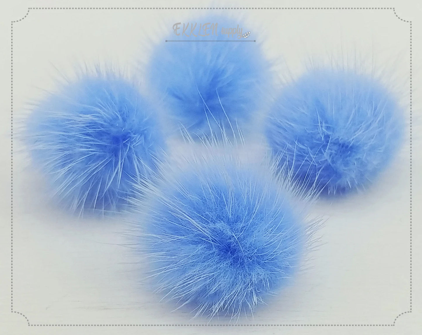 4 PCS - (no ring) Periwinkle, 30mm Natural Genuine Mink PomPom Ball, ECT0009