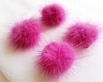 4 PCS - (no ring) Ruby, 30mm Natural Genuine Mink PomPom Ball, ECT0009