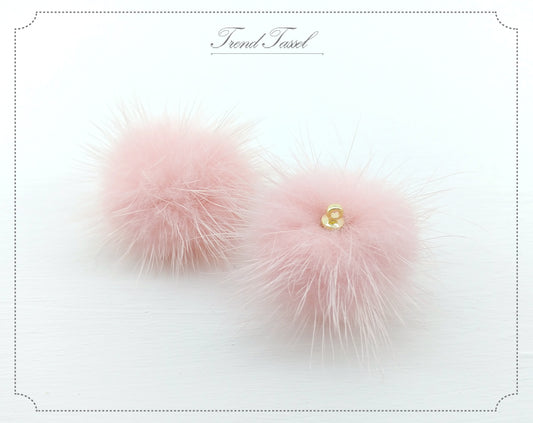 (top ring) Baby Pink, 30mm Mink Fur Ball, ECT0009R