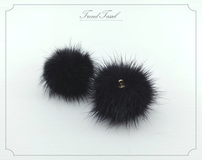 (top ring) Black, 30mm Mink Fur Ball, ECT0009R