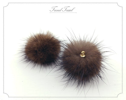 (top ring) Brown, 30mm Mink Fur Ball, ECT0009R