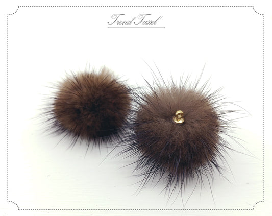 (top ring) Brown, 30mm Mink Fur Ball, ECT0009R