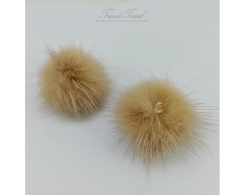 (top ring) Dark Beige, 30mm Mink Fur Ball, ECT0009R