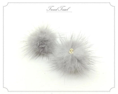 (ring) Gray, 30mm Mink Fur Ball, ECT0009R