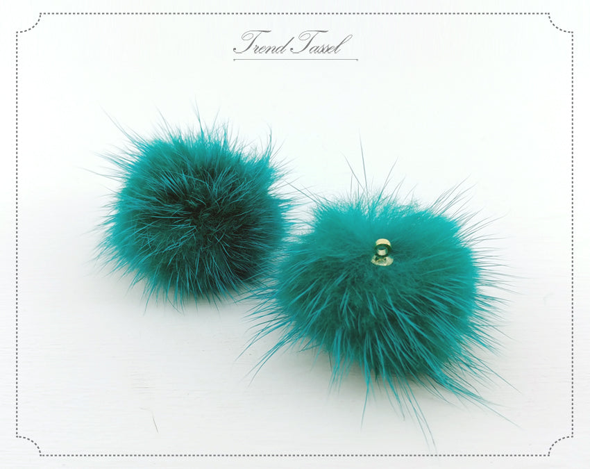 (top ring) Green, 30mm Mink Fur Ball, ECT0009R