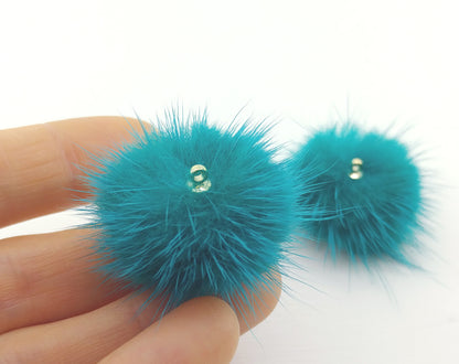 (top ring) Green, 30mm Mink Fur Ball, ECT0009R
