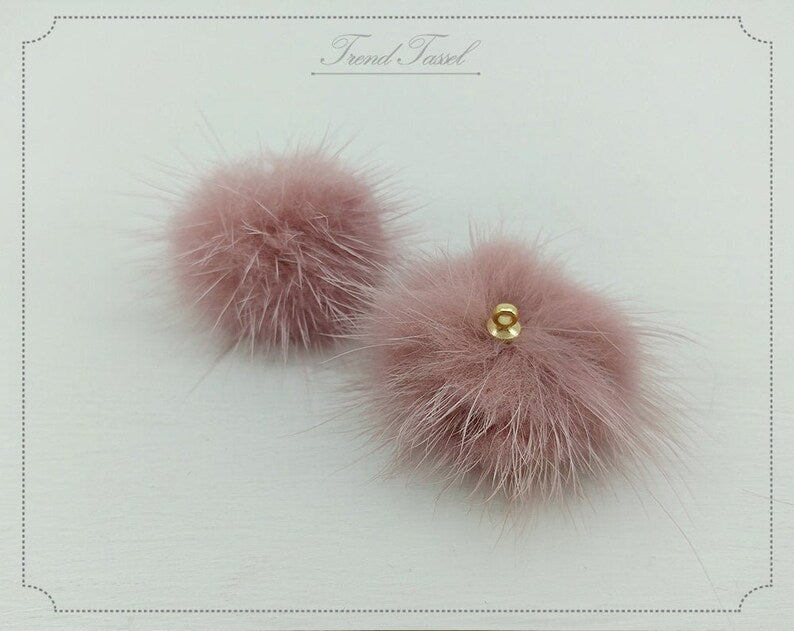 (top ring) Indie Pink, 30mm Mink Fur Ball, ECT0009R