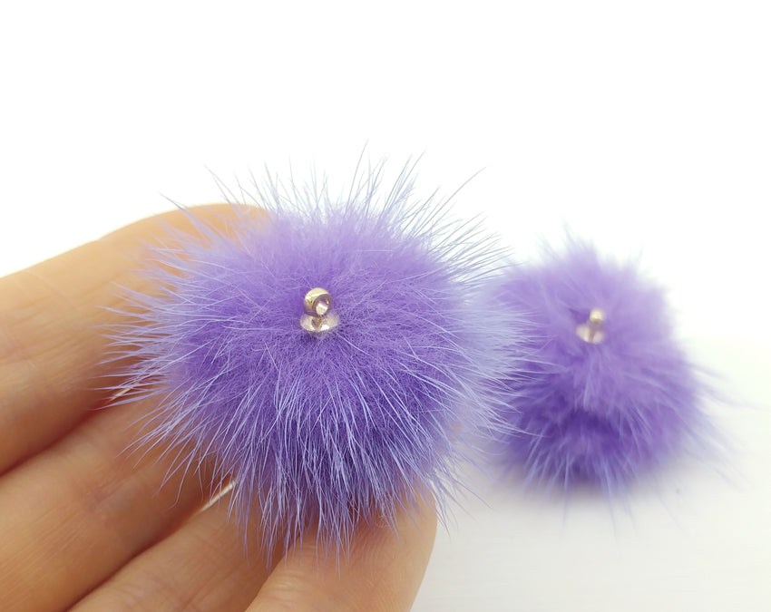 (top ring) Lavender, 30mm Mink Fur Ball, ECT0009R