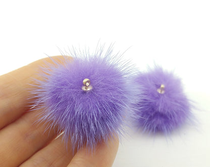 (top ring) Lavender, 30mm Mink Fur Ball, ECT0009R