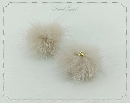 (top ring) Milk Beige, 30mm Mink Fur Ball, ECT0009R