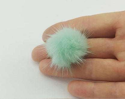 (top ring) Mint, 30mm Mink Fur Ball, ECT0009R