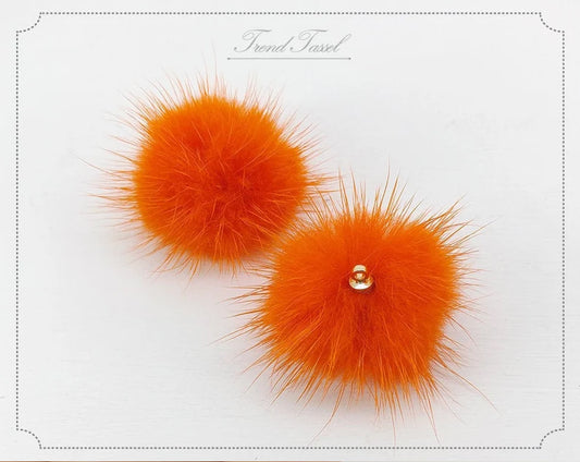 (top ring) Orange, 30mm Mink Fur Ball, ECT0009R
