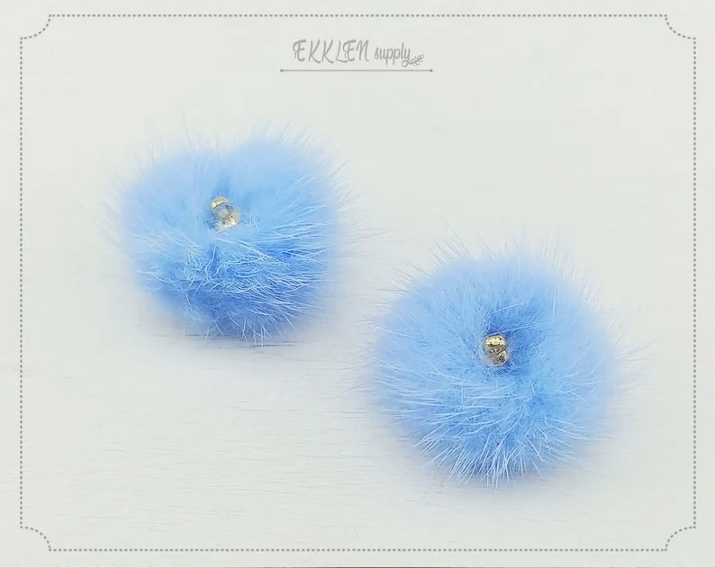 (top ring) Periwinkle, 30mm Mink Fur Ball, ECT0009R