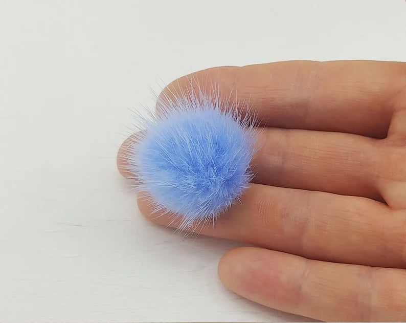 (top ring) Periwinkle, 30mm Mink Fur Ball, ECT0009R