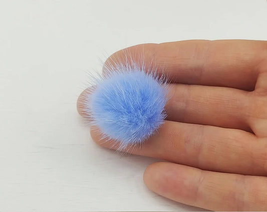 (top ring) Periwinkle, 30mm Mink Fur Ball, ECT0009R