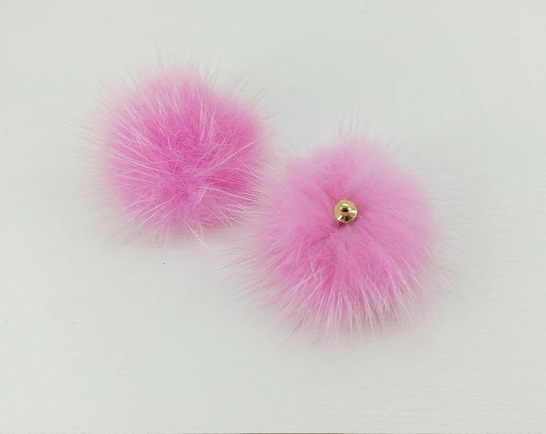 (top ring) Pink, 30mm Mink Fur Ball, ECT0009R