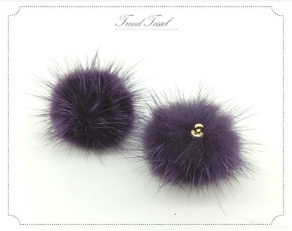 (top ring) Pruple, 30mm Mink Fur Ball, ECT0009R