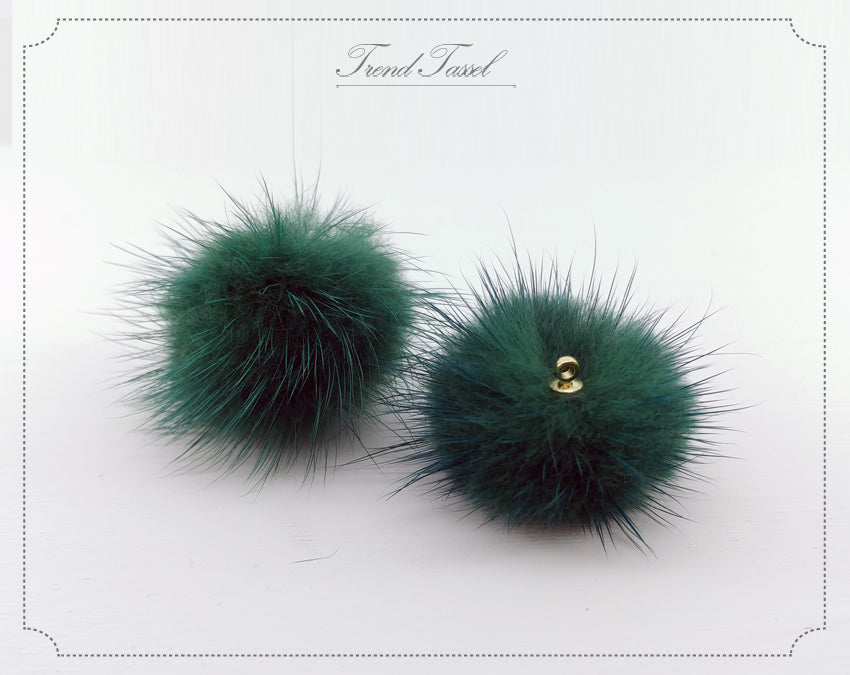 (top ring) Teal Green, 30mm Mink Fur Ball, ECT0009R