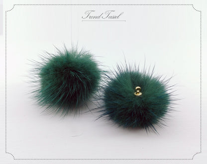 (top ring) Teal Green, 30mm Mink Fur Ball, ECT0009R