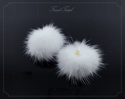 (top ring) White, 30mm Mink Fur Ball, ECT0009R