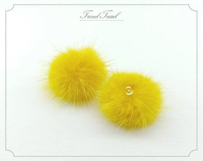 (top ring) Yellow, 30mm Mink Fur Ball, ECT0009R