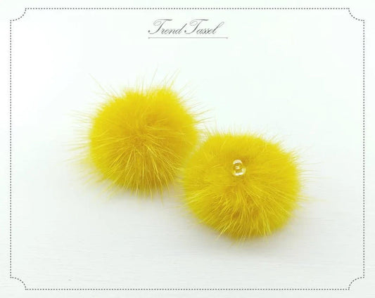 (top ring) Yellow, 30mm Mink Fur Ball, ECT0009R