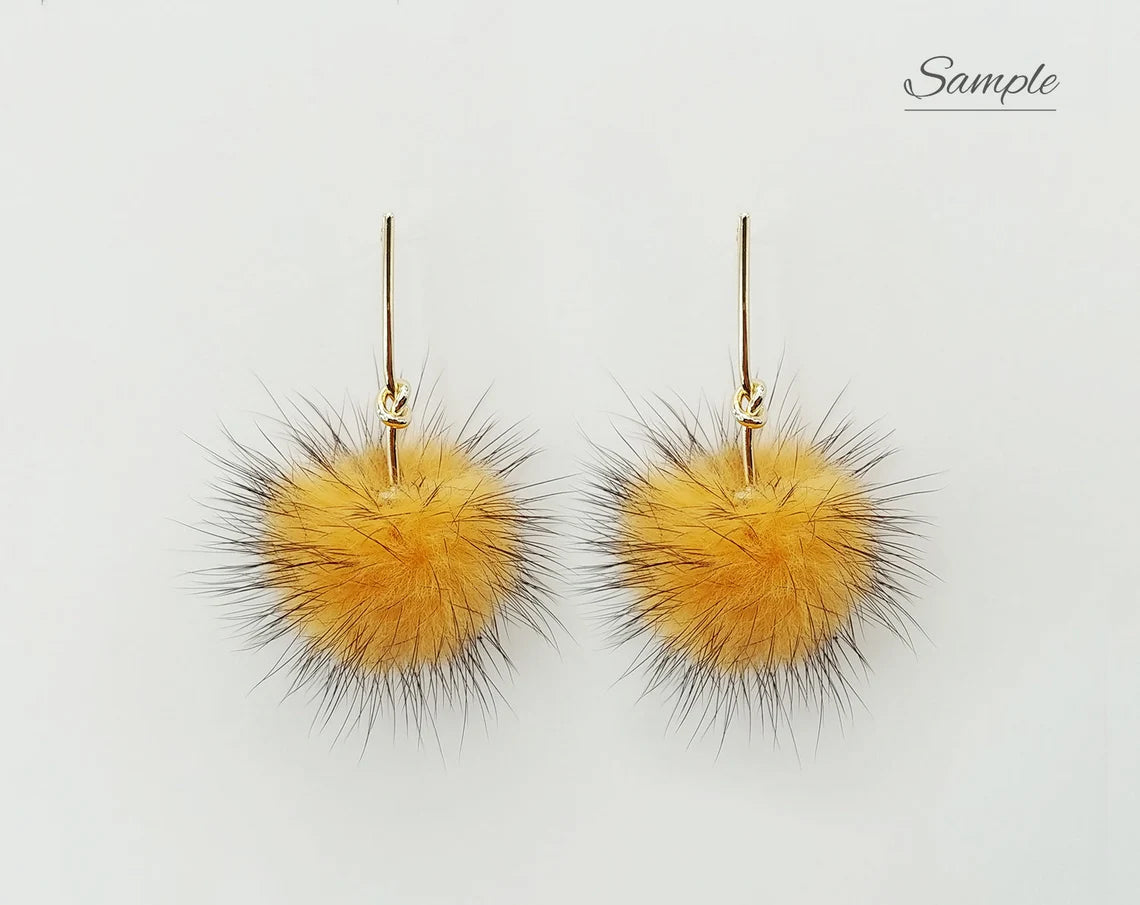 4 PCS - (no ring) Beige, 30mm Natural Genuine Mink PomPom Ball, ECT0009