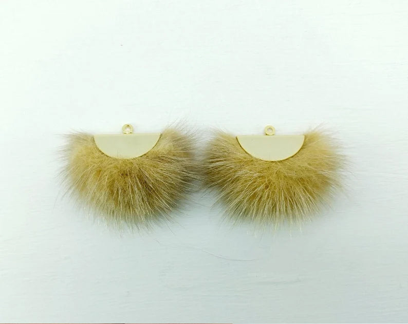 Dark Beige, 26mm Mink Fur Fan Cap Pendant, ECT0034