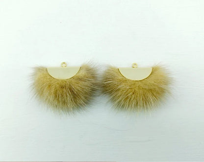 Dark Beige, 26mm Mink Fur Fan Cap Pendant, ECT0034