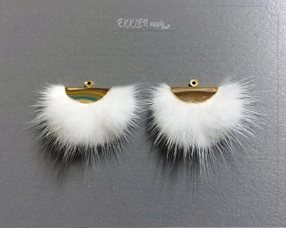 Ivory, 26mm Mink Fur Fan Cap Pendant, ECT0034