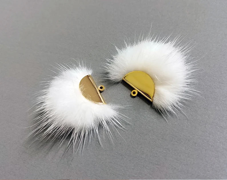 Ivory, 26mm Mink Fur Fan Cap Pendant, ECT0034