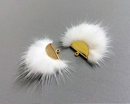 Ivory, 26mm Mink Fur Fan Cap Pendant, ECT0034