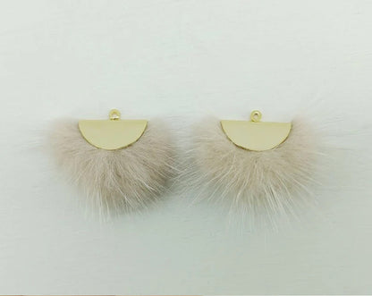 Milk Beige, 26mm Mink Fur Fan Cap Pendant, ECT0034