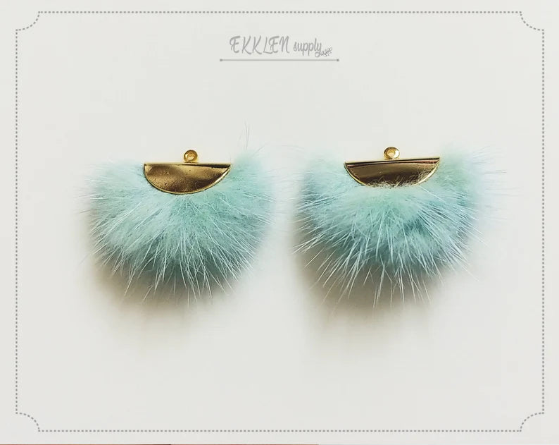 Mint, 26mm Mink Fur Fan Cap Pendant, ECT0034