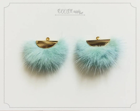 Mint, 26mm Mink Fur Fan Cap Pendant, ECT0034