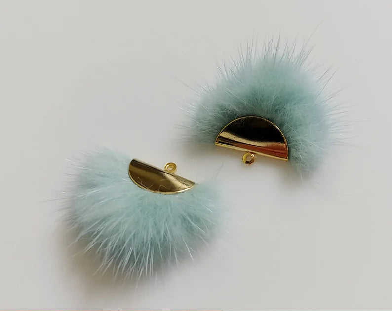 Mint, 26mm Mink Fur Fan Cap Pendant, ECT0034