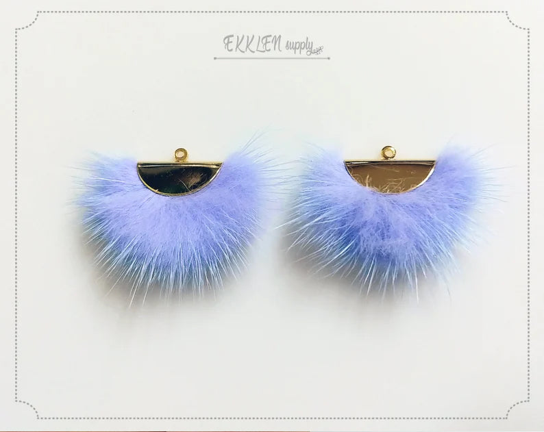 Periwinkle, 26mm Mink Fur Fan Cap Pendant, ECT0034